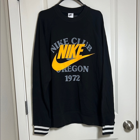Nike Oregon Club 1972 Track Crewneck Sweatshirt Black Mens Large - Picture 1 of 4